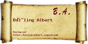 Báling Albert névjegykártya