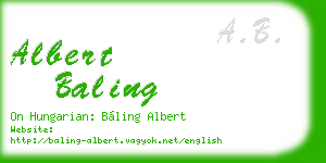 albert baling business card
